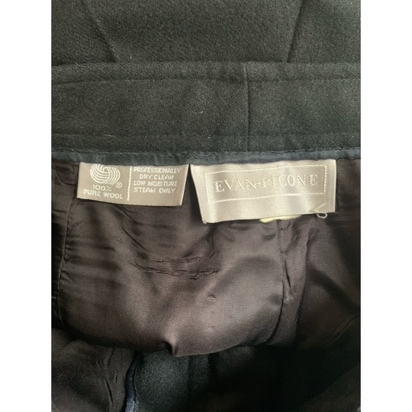 Vintage Black Evan Picone Wool Pleated Trousers Women’s Size 13 - Picture 3 of 5